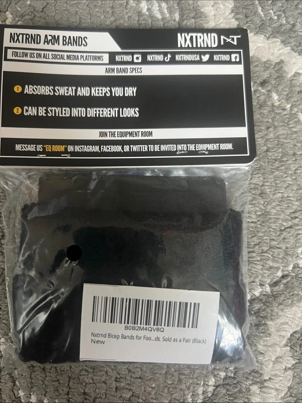 Kids Black Arm Bands with White Logo Embroidery